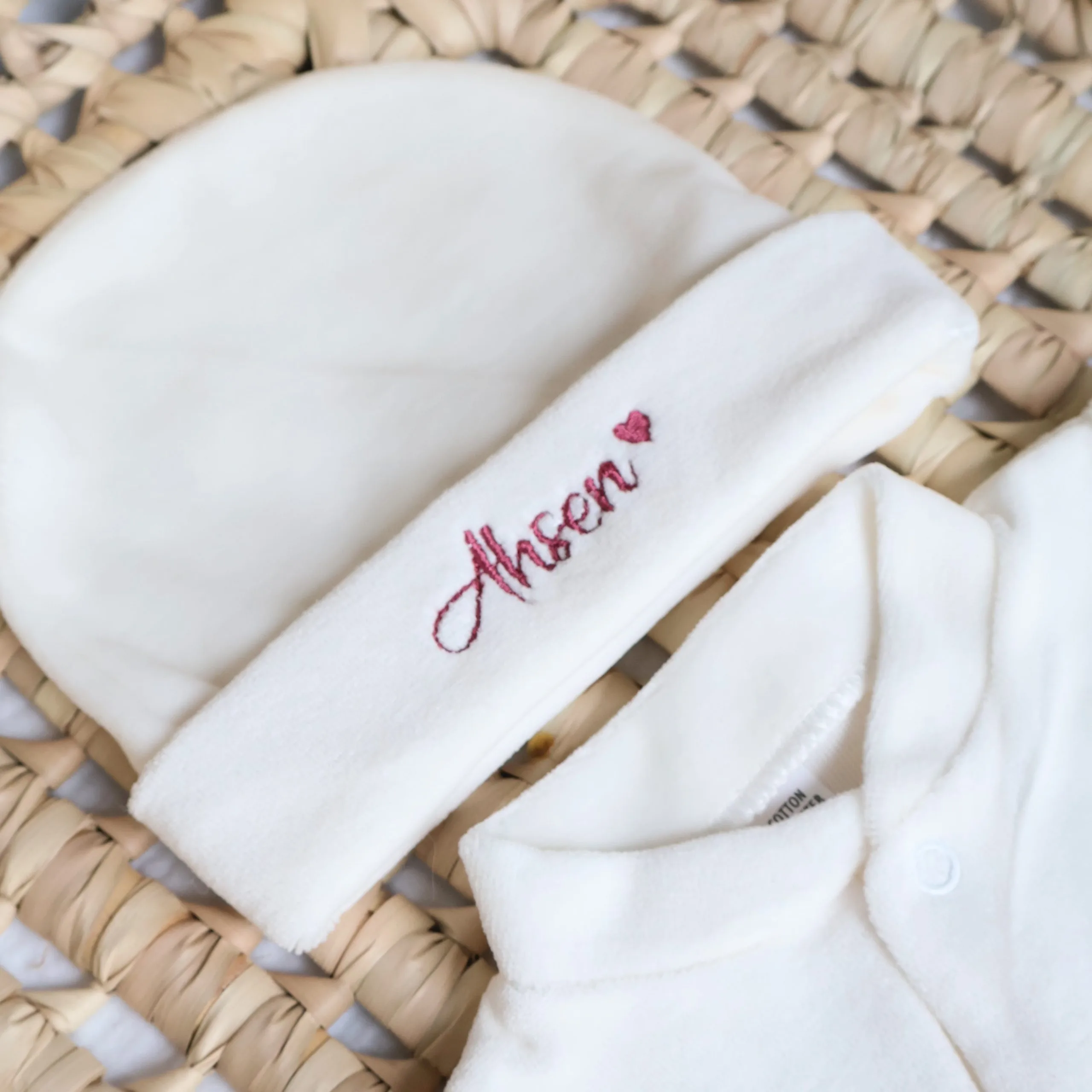 Pyjama de naissance velours 3pcs - Écru – Image 2