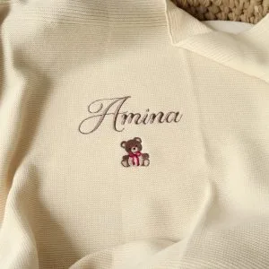 Couverture bébé personnalisée - Maille - Beige